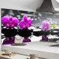 Mobile Preview: Küchenrückwand Aluverbund Orchidee Zen Steine mit Kerze Bild 1