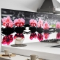 Mobile Preview: Küchenrückwand Aluverbund Orchideen pink Zen Steine Bild 1
