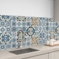 Preview: Küchenrückwand Aluverbund Patchwork Retro blau Bild 3