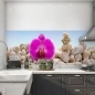 Mobile Preview: kuechenrueckwand folie lila orchidee mit steinen bild 1