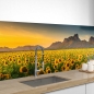 Preview: Küchenrückwand Folie Sonnenblumen Landschaft Bild 1