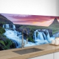 Mobile Preview: Küchenrückwand Folie Wasserfall Sonnenuntergang Bild 1