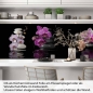 Preview: Küchenrückwand Folie Violette Orchideen - Zen-Motiv mit Reflexion Artikelbild 1