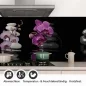 Preview: Küchenrückwand Folie Violette Orchideen - Zen-Motiv mit Reflexion Detailbild 1