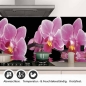 Preview: Küchenrückwand Folie Orchideen Pink - Pink auf Schwarz Detailbild 1