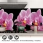 Preview: Küchenrückwand Folie Orchideen Pink - Pink auf Schwarz Detailbild 1