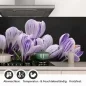 Preview: Küchenrückwand Folie Krokusblüten - edles Lila auf Schwarz Detailbild 1