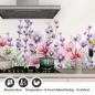 Preview: Küchenrückwand Folie Aquarell-Blumen - Stilvolle Akzente in zarten Pastelltönen Detailbild 1