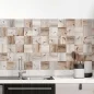 Preview: Küchenrückwand Folie Holzmaserung Mosaik Hauptbild 1