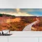 Preview: Küchenrückwand Folie Holzweg durch die Herbstlandschaft Hauptbild 1