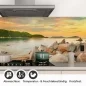 Preview: Küchenrückwand Folie felsige Küste & grüne Hügel am Meer Detailbild 1