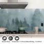Preview: Küchenrückwand Folie Nebel und Tannen - Ein Hauch von Naturmystik Detailbild 1