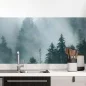 Preview: Küchenrückwand Folie Nebel und Tannen - Ein Hauch von Naturmystik Hauptbild 1