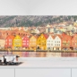 Preview: Küchenrückwand Folie bunte Häuser entlang der Promenade Hauptbild 1
