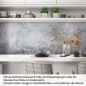 Preview: Küchenrückwand Folie Betondesign - Urbaner Look in Grau-Blau Nuancen Artikelbild 1