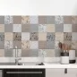 Preview: Küchenrückwand Folie Fliesenoptik Floral - Dezent mit Blumendetails Hauptbild 1