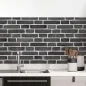 Preview: Küchenrückwand Folie Ziegel Anthrazit - Steinwand Optik Hauptbild