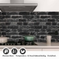 Preview: Küchenrückwand Folie Klinkerstein - Loft Look mit dunklen Ziegeldesign Detailbild 1