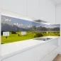 Preview: Küchenrückwand Platte Grüne Weide & Bergpanorama Hauptbild 1