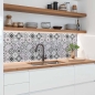 Preview: Küchenrückwand Platte Portugiesische Fliesenoptik in Graustufen Hauptbild 1