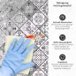 Preview: Küchenrückwand Platte Portugiesische Fliesenoptik in Graustufen Produktdetailbild 3: Reinigung leicht gemacht!