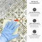 Preview: Küchenrückwand Platte Olivgrün‑Weiß Mediterranes Fliesenmuster Produktdetailbild 3: Reinigung leicht gemacht!