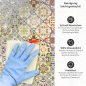 Preview: Küchenrückwand Platte Mosaik Patchwork Vintage Produktdetailbild 3: Reinigung leicht gemacht!