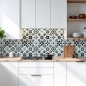 Preview: Küchenrückwand Platte Türkis Schwarz Patchwork Kachel Look Hauptbild 1