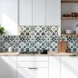 Preview: Küchenrückwand Platte Türkis Schwarz Patchwork Kachel Look Hauptbild 1