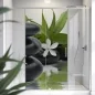 Preview: Sichtschutzfolie Dusche | SPA Steinbalance mit Blüte und Bambusblatt