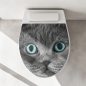 Preview: WC-Deckel Aufkleber graue Katze mit blauen Augen Artikelbild 1