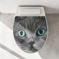 Preview: WC-Deckel Aufkleber graue Katze mit blauen Augen Artikelbild 1