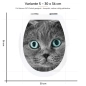 Preview: WC-Deckel Aufkleber graue Katze mit blauen Augen Variante 30 x 36 cm