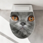 Preview: WC-Deckel Aufkleber graue Katze mit orangenen Augen Artikelbild 1