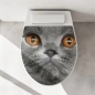 Preview: WC-Deckel Aufkleber graue Katze mit orangenen Augen Artikelbild 1