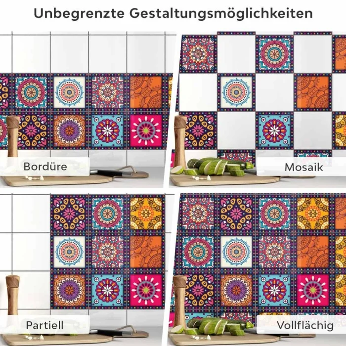 Fliesenaufkleber Mumbai Anwendungsmöglichkeiten in Collage Bild 1