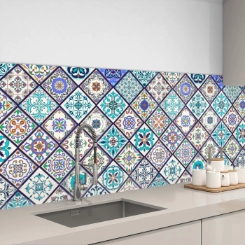 Küchenrückwand Aluverbund blau portugiesisches Mosaik Bild 3