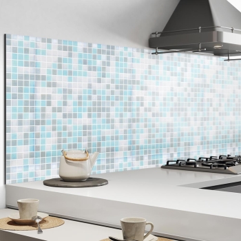 Küchenrückwand Aluverbund blaue Mosaik Fliesen Bild 2