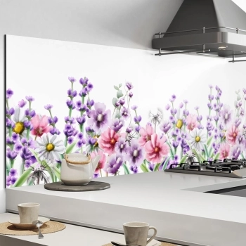Küchenrückwand Aluverbund Blumen aquarell