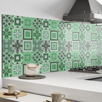 Küchenrückwand Aluverbund Boho Tiles Green Bild 2