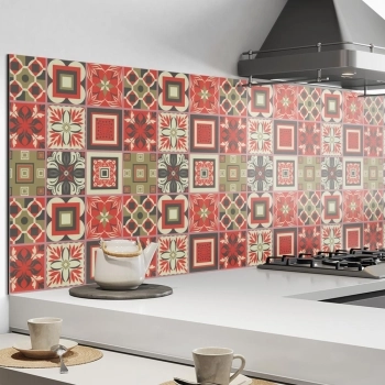 Küchenrückwand Aluverbund Boho Tiles Red Bild 2