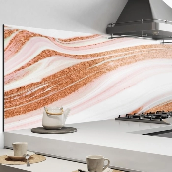 Küchenrückwand Aluverbund gemalte Marmor Wellen Bild 2