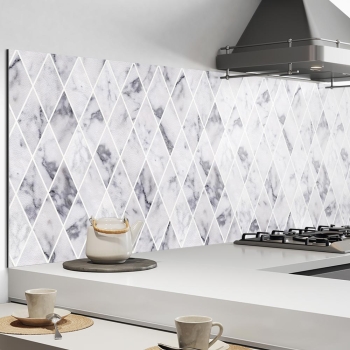 Küchenrückwand Aluverbund geometrische Marmor Fliesen Bild 2