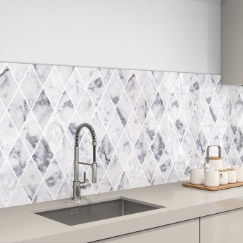 Küchenrückwand Aluverbund geometrische Marmor Fliesen Bild 3