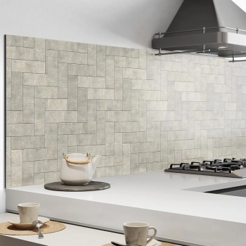 Küchenrückwand Aluverbund graue Mosaik Steine Bild 2