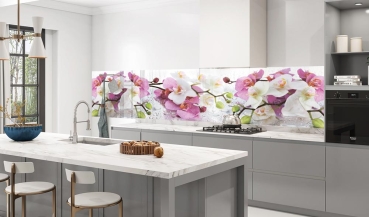 Küchenrückwand Aluverbund lila rosa Orchideen Bild 3