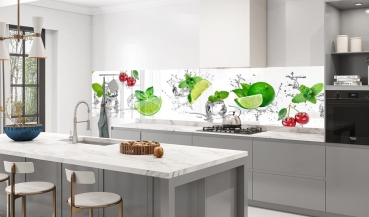 Küchenrückwand Aluverbund Limette mit Kirschen Bild 3