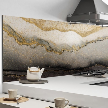 Küchenrückwand Aluverbund Marmor Goldoptik Bild 2