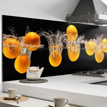 Küchenrückwand Aluverbund Orangen im Wasser