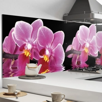Küchenrückwand Aluverbund Orchideen rosa schwarz